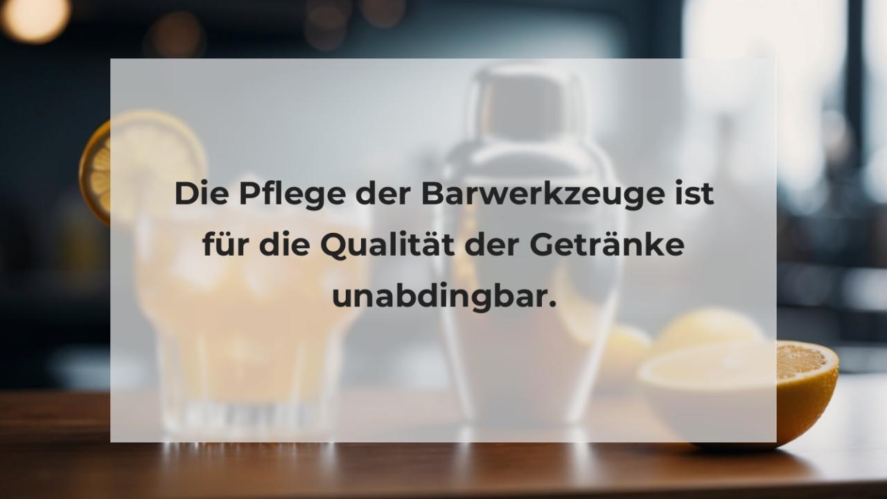 Die Pflege der Barwerkzeuge ist für die Qualität der Getränke unabdingbar.