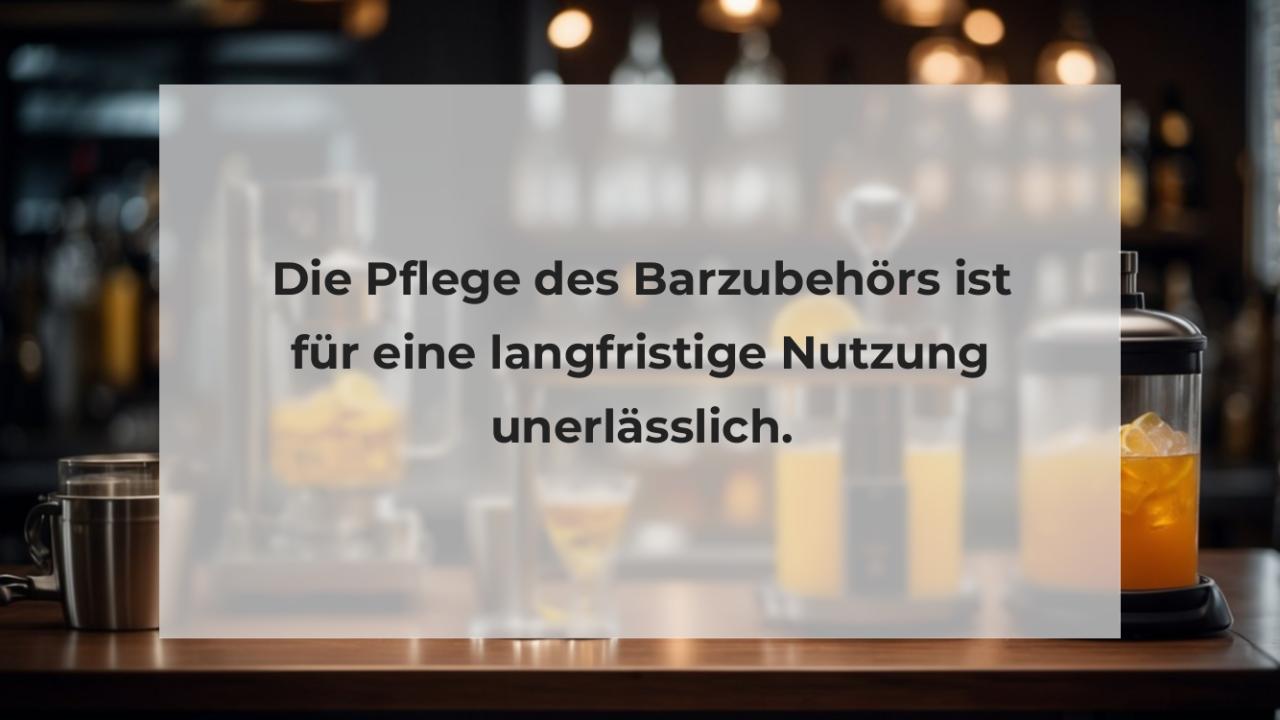 Die Pflege des Barzubehörs ist für eine langfristige Nutzung unerlässlich.