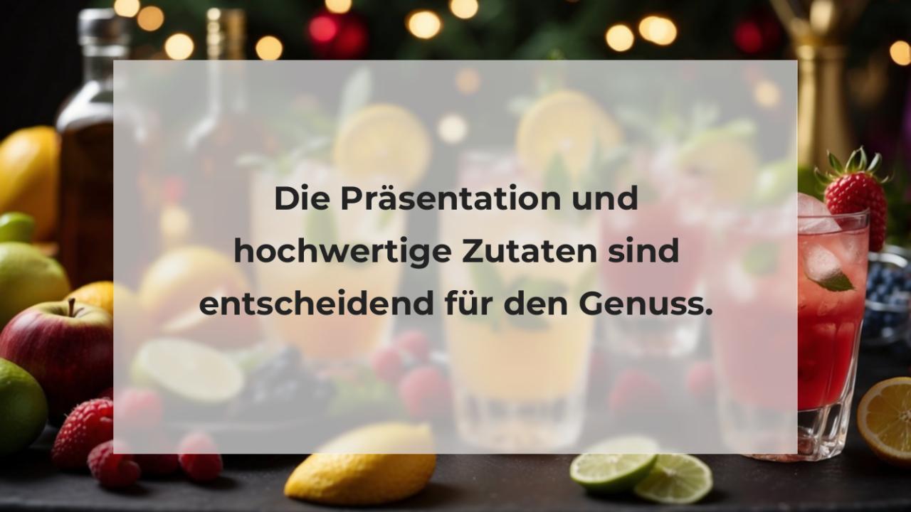 Die Präsentation und hochwertige Zutaten sind entscheidend für den Genuss.