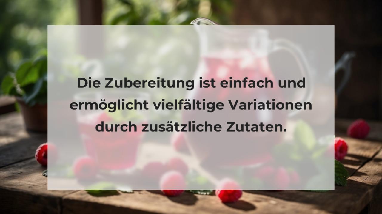 Die Zubereitung ist einfach und ermöglicht vielfältige Variationen durch zusätzliche Zutaten.