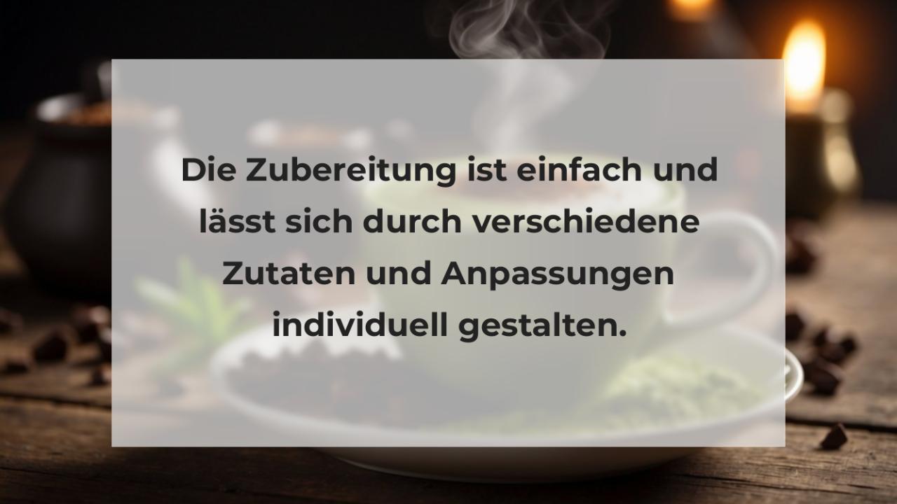 Die Zubereitung ist einfach und lässt sich durch verschiedene Zutaten und Anpassungen individuell gestalten.