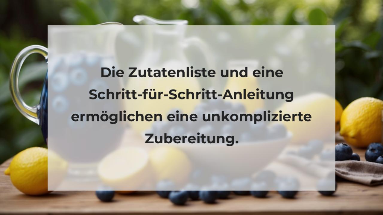 Die Zutatenliste und eine Schritt-für-Schritt-Anleitung ermöglichen eine unkomplizierte Zubereitung.