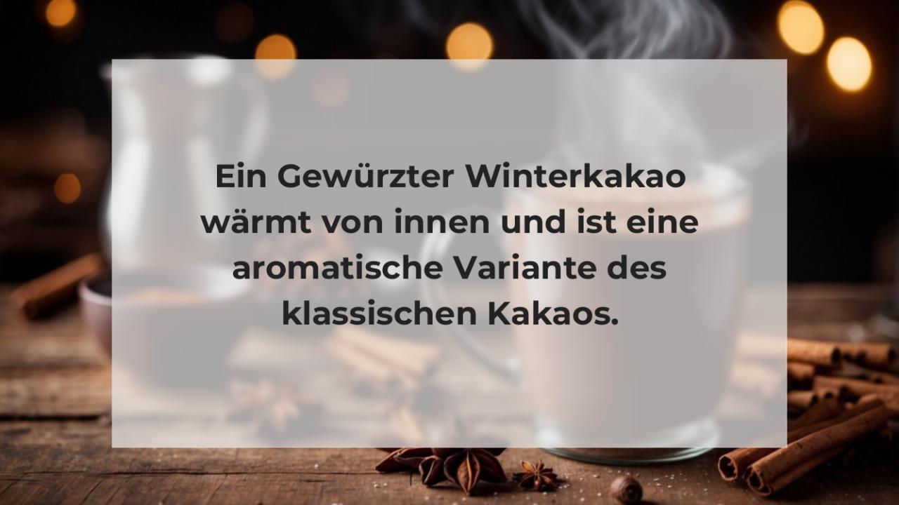 Ein Gewürzter Winterkakao wärmt von innen und ist eine aromatische Variante des klassischen Kakaos.