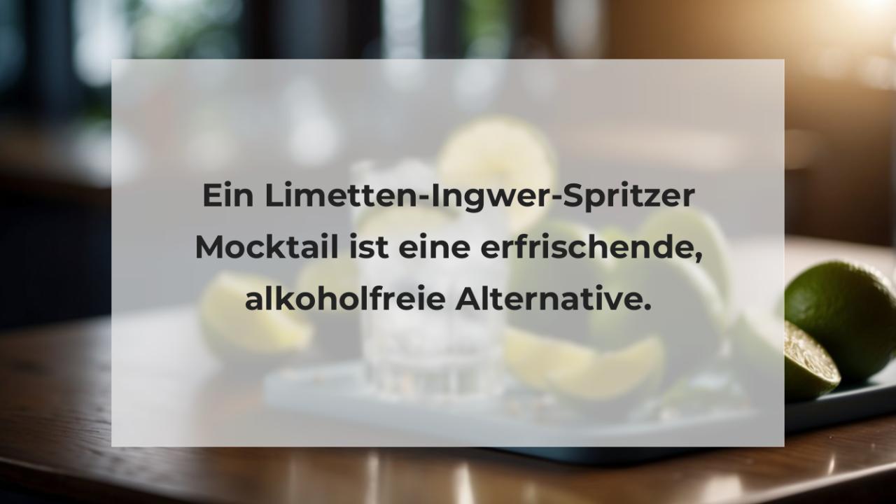 Ein Limetten-Ingwer-Spritzer Mocktail ist eine erfrischende, alkoholfreie Alternative.