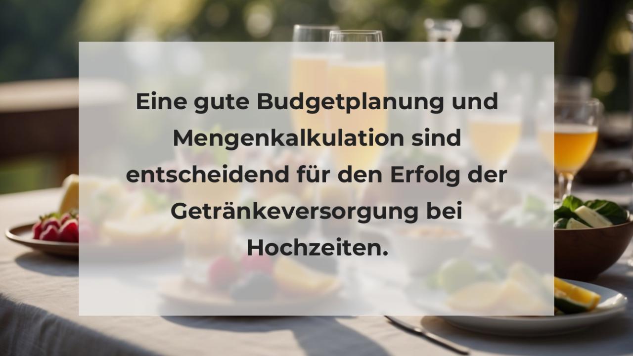 Eine gute Budgetplanung und Mengenkalkulation sind entscheidend für den Erfolg der Getränkeversorgung bei Hochzeiten.