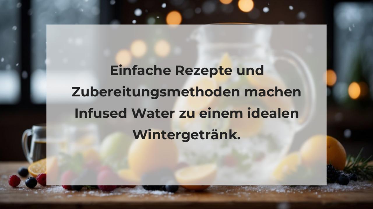 Einfache Rezepte und Zubereitungsmethoden machen Infused Water zu einem idealen Wintergetränk.