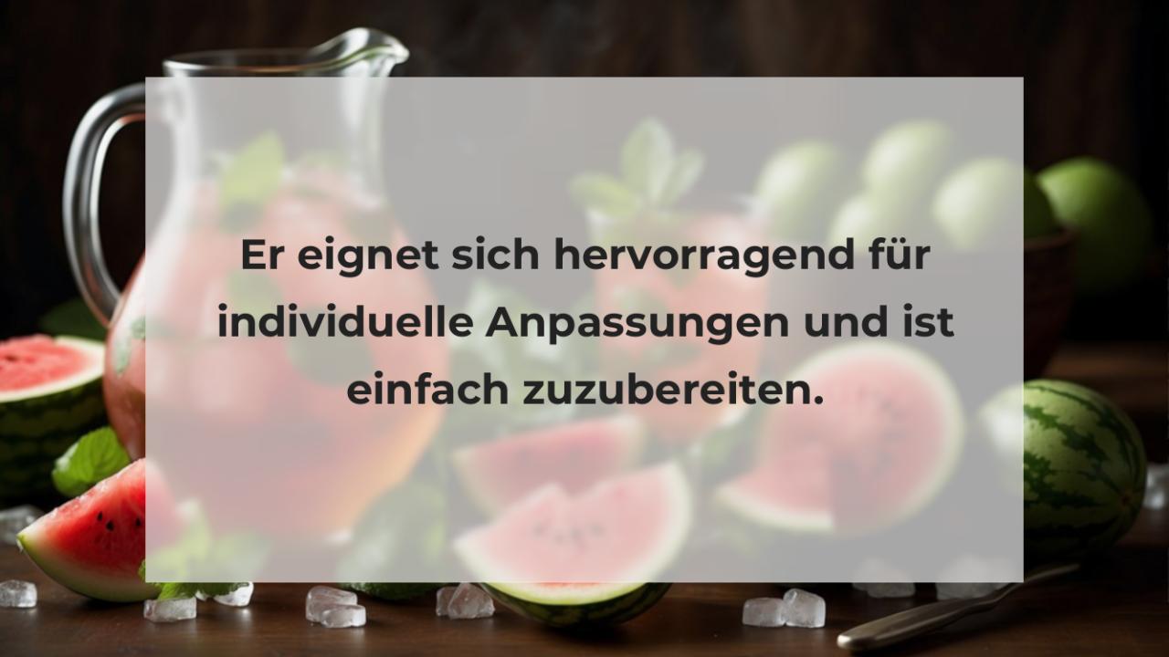 Er eignet sich hervorragend für individuelle Anpassungen und ist einfach zuzubereiten.