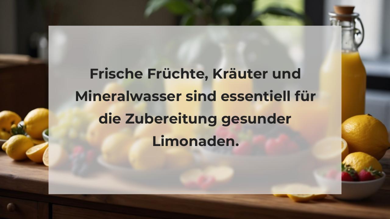 Frische Früchte, Kräuter und Mineralwasser sind essentiell für die Zubereitung gesunder Limonaden.