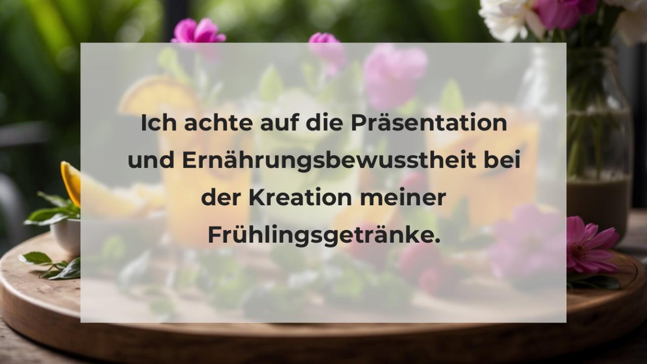 Ich achte auf die Präsentation und Ernährungsbewusstheit bei der Kreation meiner Frühlingsgetränke.