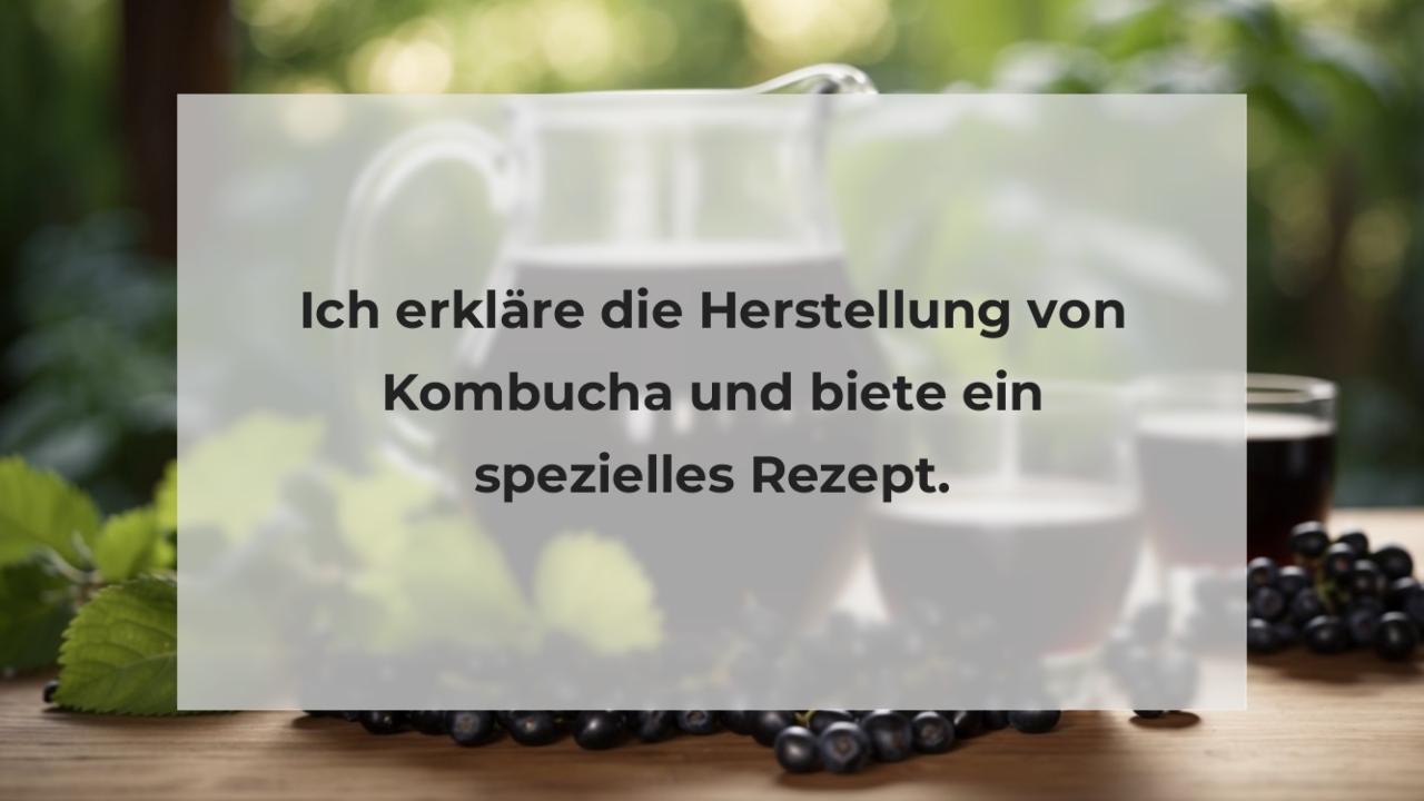 Ich erkläre die Herstellung von Kombucha und biete ein spezielles Rezept.