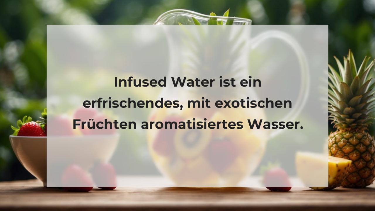 Infused Water ist ein erfrischendes, mit exotischen Früchten aromatisiertes Wasser.