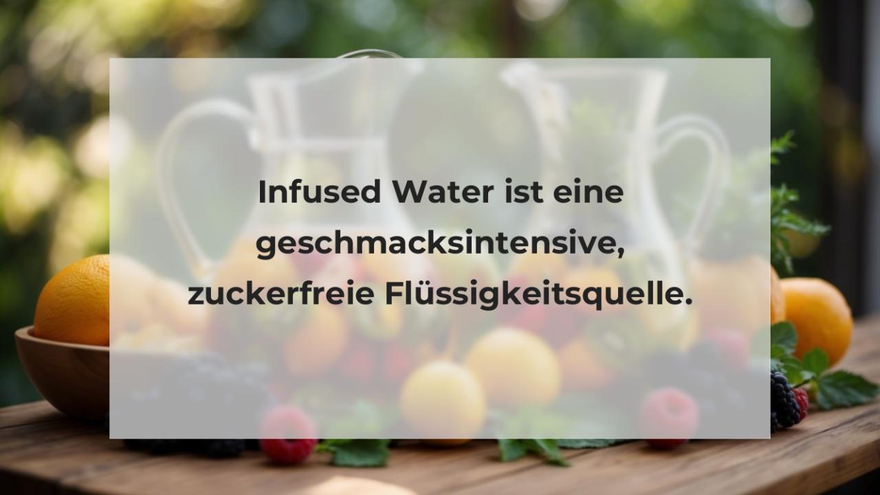 Infused Water ist eine geschmacksintensive, zuckerfreie Flüssigkeitsquelle.