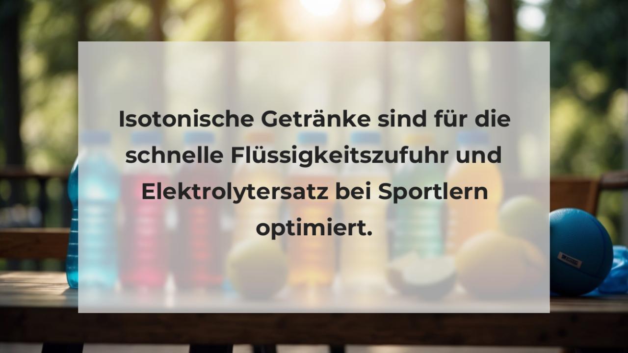 Isotonische Getränke sind für die schnelle Flüssigkeitszufuhr und Elektrolytersatz bei Sportlern optimiert.