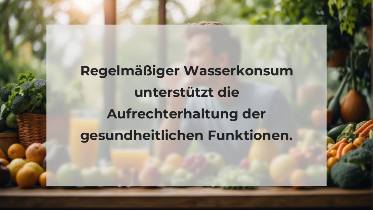 Regelmäßiger Wasserkonsum unterstützt die Aufrechterhaltung der gesundheitlichen Funktionen.