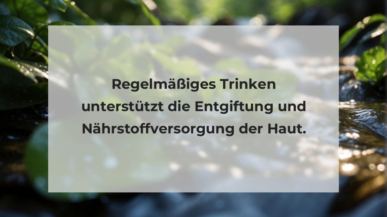 Regelmäßiges Trinken unterstützt die Entgiftung und Nährstoffversorgung der Haut.