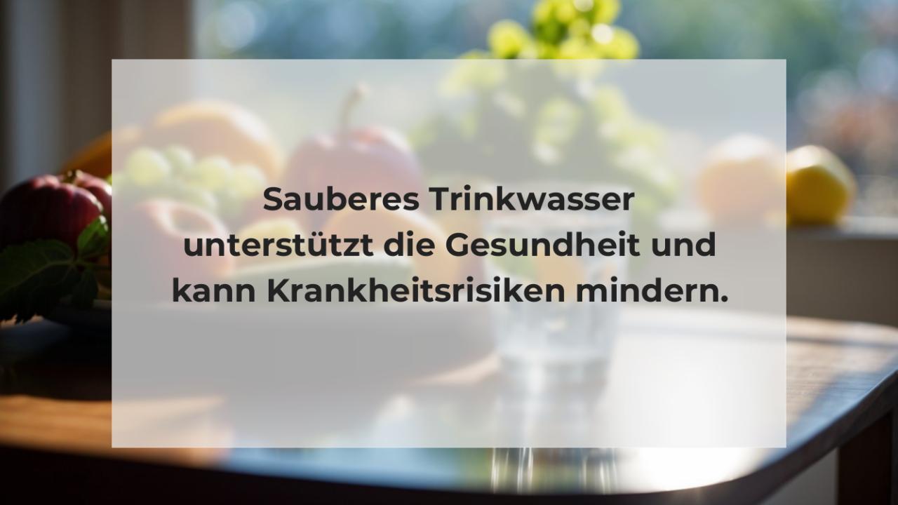 Sauberes Trinkwasser unterstützt die Gesundheit und kann Krankheitsrisiken mindern.