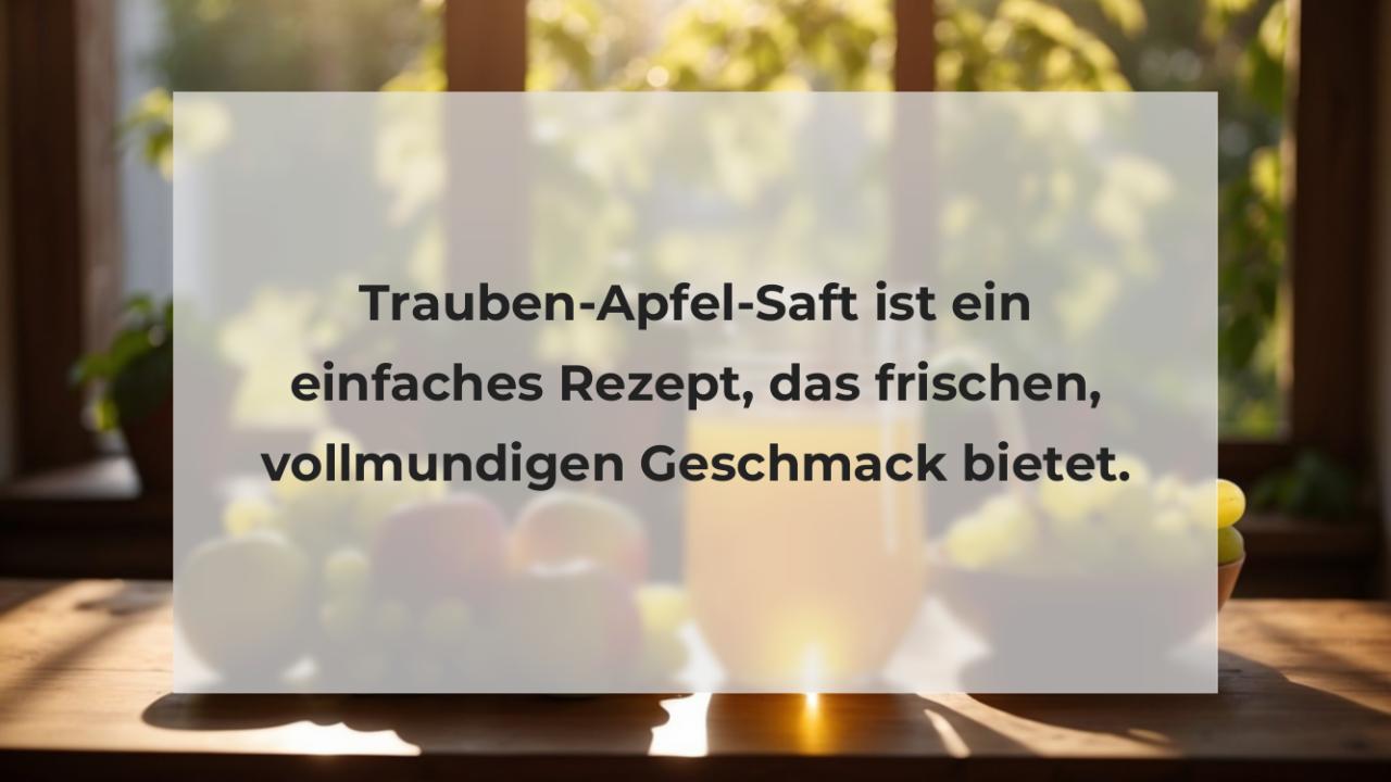 Trauben-Apfel-Saft ist ein einfaches Rezept, das frischen, vollmundigen Geschmack bietet.