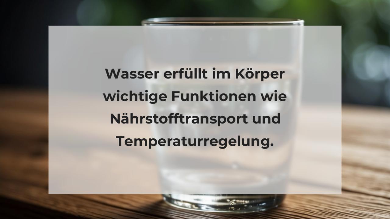 Wasser erfüllt im Körper wichtige Funktionen wie Nährstofftransport und Temperaturregelung.